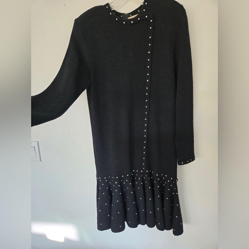 Vintage Louis Marino for Jennifer Roberts Rhinestone Sweater Dress Size 10 |